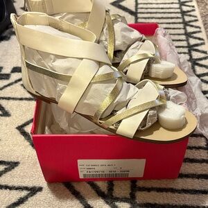 NEW Women's White and Gold Sandals - size 9
